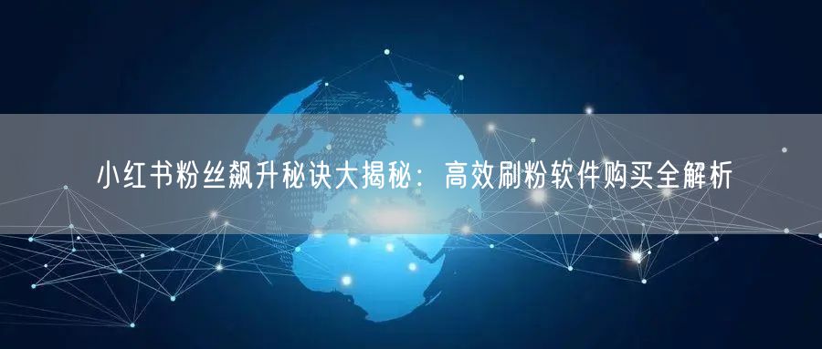 小红书粉丝飙升秘诀大揭秘:高效刷粉软件购买全解析