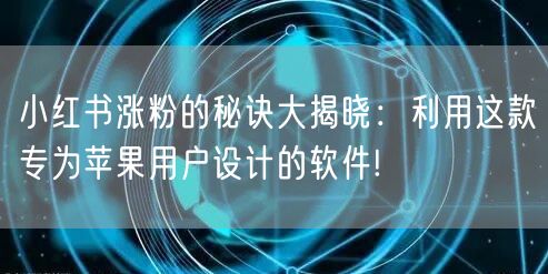 小红书涨粉的秘诀大揭晓：利用这款专为苹果用户设计的软件!