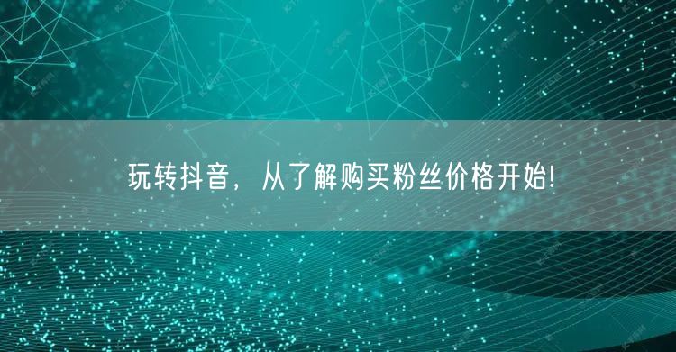 玩转抖音，从了解购买粉丝价格开始!