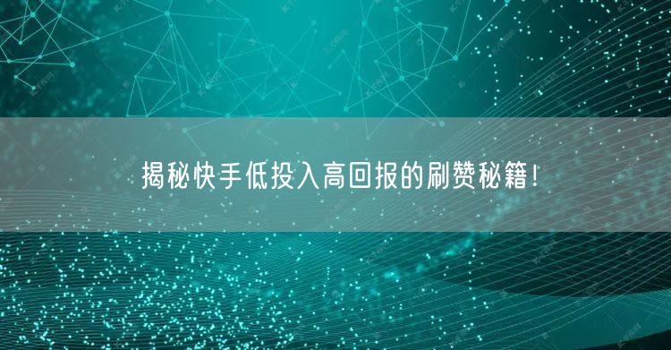 揭秘快手低投入高回报的刷赞秘籍！