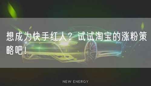 想成为快手红人?试试淘宝的涨粉策略吧!