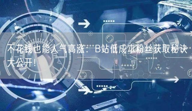 不花钱也能人气高涨：B站低成本粉丝获取秘诀大公开！