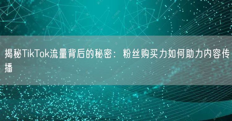 揭秘TikTok流量背后的秘密：粉丝购买力如何助力内容传播