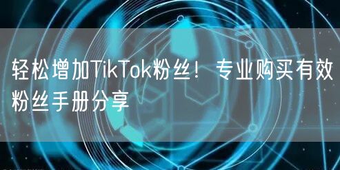 轻松增加TikTok粉丝！专业购买有效粉丝手册分享