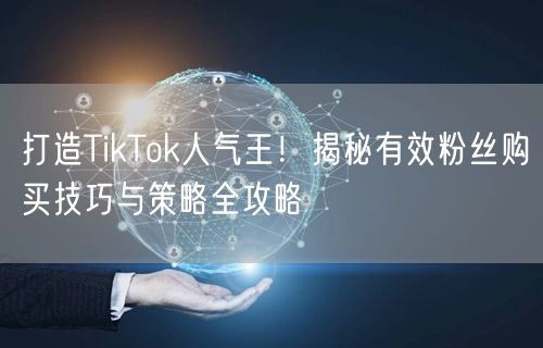 打造TikTok人气王！揭秘有效粉丝购买技巧与策略全攻略