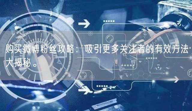 购买微博粉丝攻略：吸引更多关注者的有效方法大揭秘。