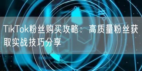 TikTok粉丝购买攻略：高质量粉丝获取实战技巧分享