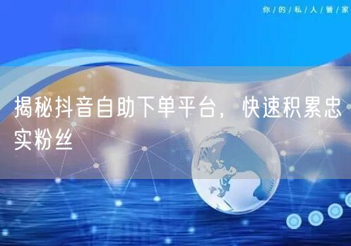 揭秘抖音自助下单平台，快速积累忠实粉丝