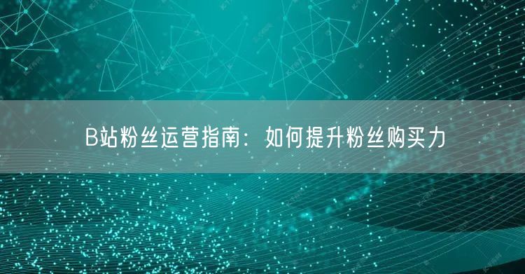 B站粉丝运营指南：如何提升粉丝购买力