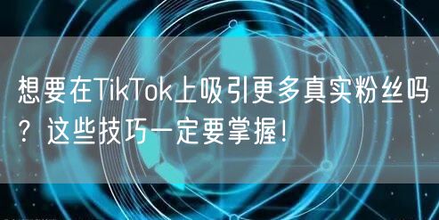 想要在TikTok上吸引更多真实粉丝吗?这些技巧一定要掌握!