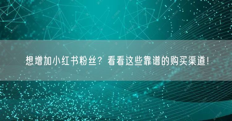 想增加小红书粉丝？看看这些靠谱的购买渠道！