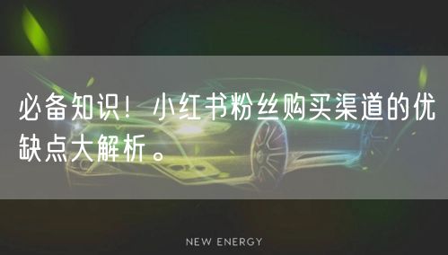 必备知识！小红书粉丝购买渠道的优缺点大解析。