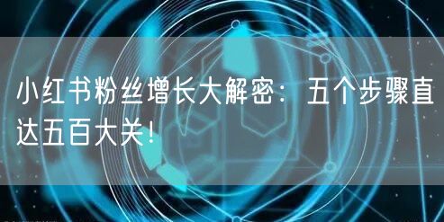 小红书粉丝增长大解密：五个步骤直达五百大关！