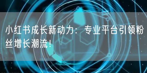 小红书成长新动力：专业平台引领粉丝增长潮流！