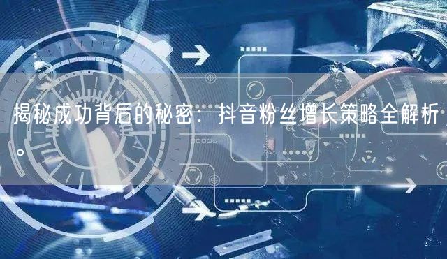 揭秘成功背后的秘密：抖音粉丝增长策略全解析。