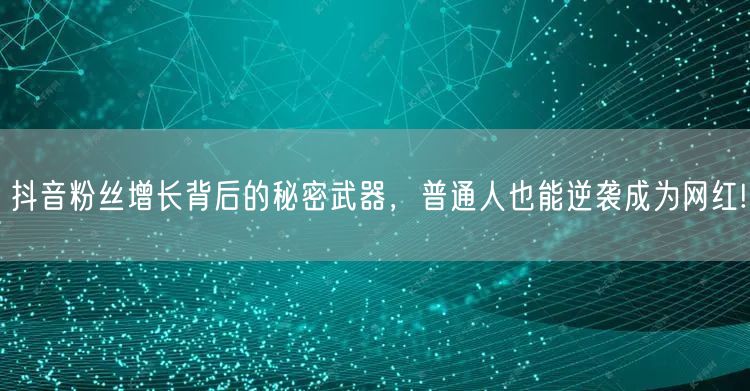 抖音粉丝增长背后的秘密武器，普通人也能逆袭成为网红!