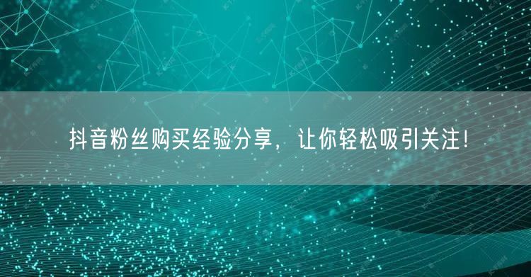 抖音粉丝购买经验分享，让你轻松吸引关注！