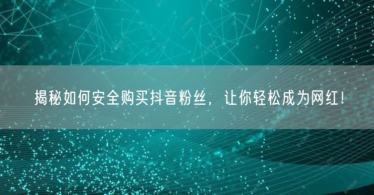 揭秘如何安全购买抖音粉丝，让你轻松成为网红！