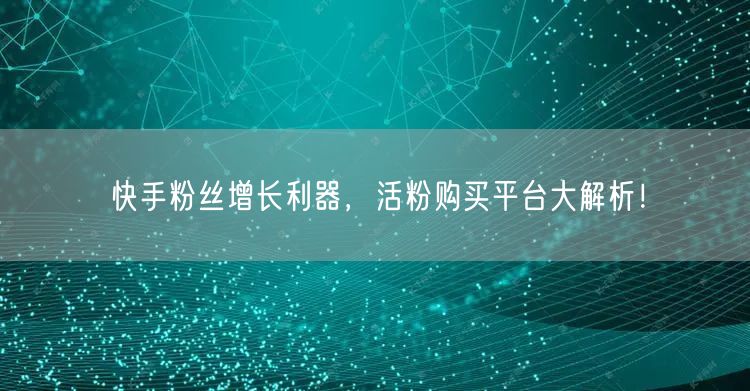 快手粉丝增长利器，活粉购买平台大解析！