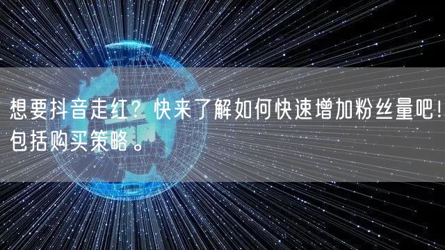 想要抖音走红?快来了解如何快速增加粉丝量吧!包括购买策略。