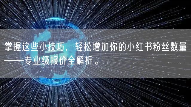 掌握这些小技巧，轻松增加你的小红书粉丝数量——专业级报价全解析。
