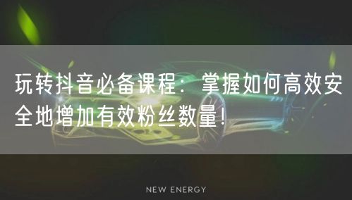 玩转抖音必备课程：掌握如何高效安全地增加有效粉丝数量！