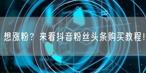 想涨粉?来看抖音粉丝头条购买教程!