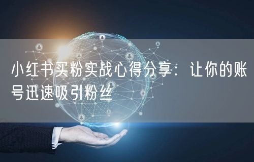 小红书买粉实战心得分享：让你的账号迅速吸引粉丝