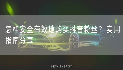 怎样安全有效地购买抖音粉丝？实用指南分享！