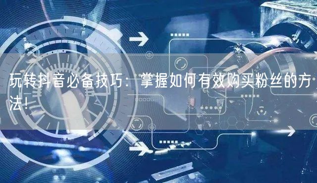 玩转抖音必备技巧：掌握如何有效购买粉丝的方法！
