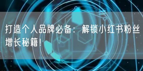 打造个人品牌必备：解锁小红书粉丝增长秘籍！