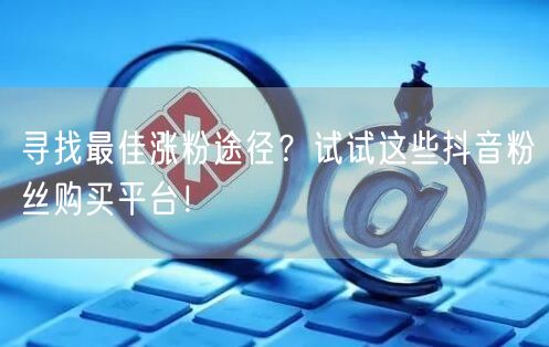 寻找最佳涨粉途径？试试这些抖音粉丝购买平台！