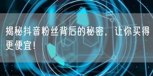 揭秘抖音粉丝背后的秘密，让你买得更便宜！