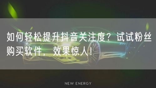 如何轻松提升抖音关注度？试试粉丝购买软件，效果惊人！