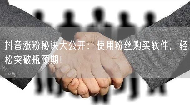 抖音涨粉秘诀大公开：使用粉丝购买软件，轻松突破瓶颈期！