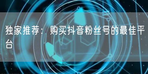独家推荐:购买抖音粉丝号的最佳平台