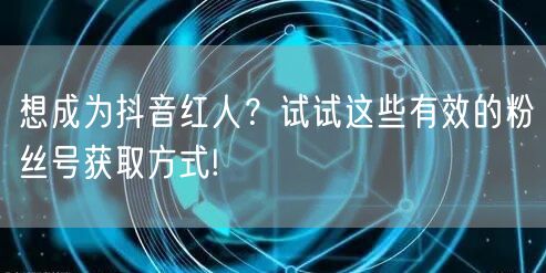想成为抖音红人？试试这些有效的粉丝号获取方式!