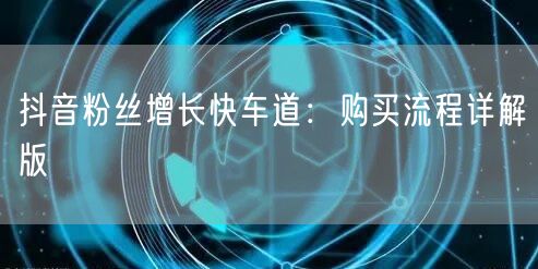 抖音粉丝增长快车道:购买流程详解版