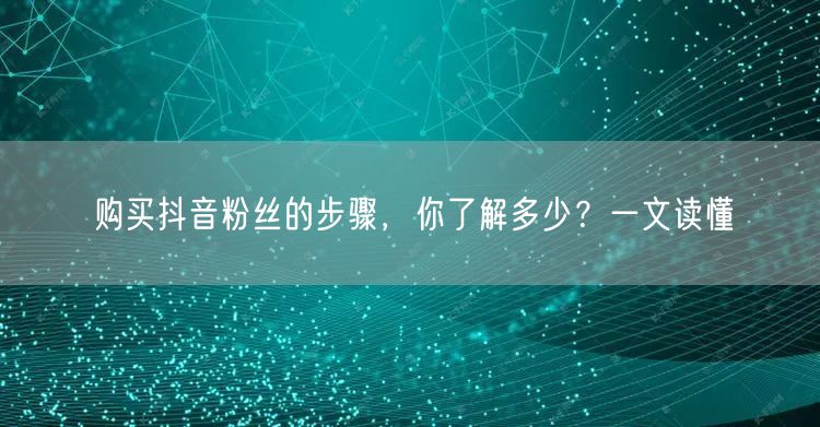 购买抖音粉丝的步骤,你了解多少?一文读懂