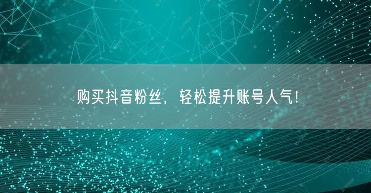 购买抖音粉丝,轻松提升账号人气!