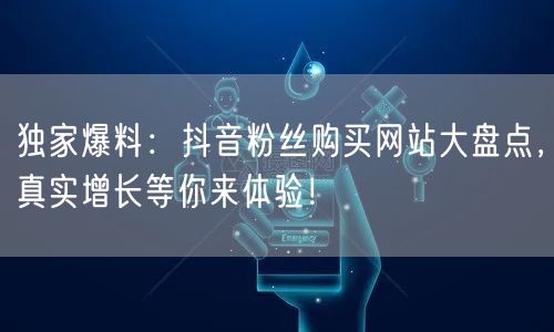 独家爆料:抖音粉丝购买网站大盘点,真实增长等你来体验!