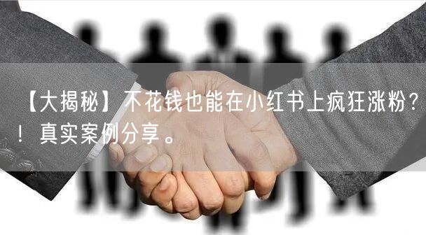【大揭秘】不花钱也能在小红书上疯狂涨粉？！真实案例分享。